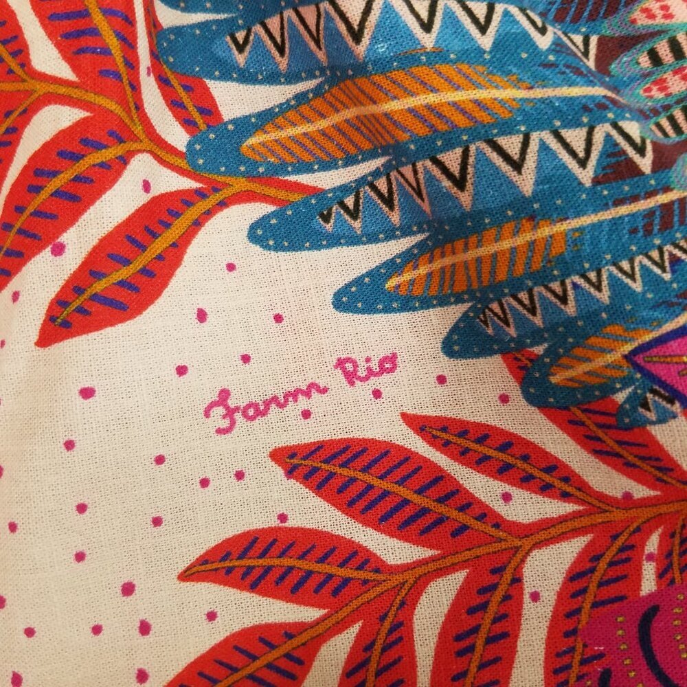 FARM Rio Macaw Shorts Tropical Floral Scarf Print Linen Blend Pull-On Sorts XL - Picture 8 of 15